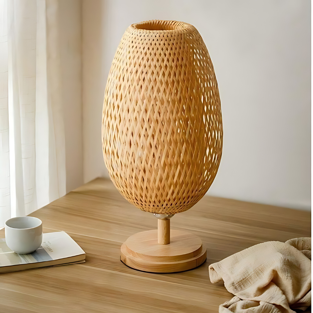 Sustainable Bamboo Table Lamp — Handcrafted Natural Accent Light