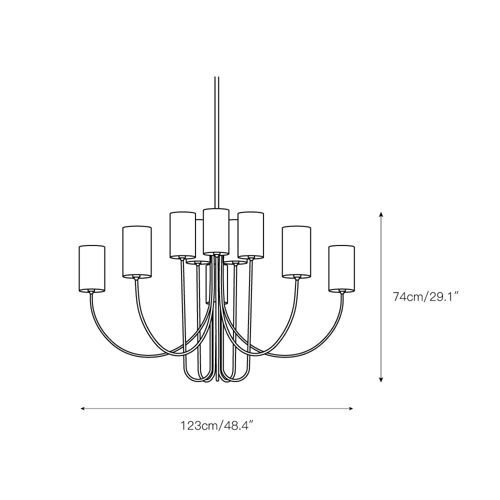 Esilora Harlem Chandelier — Belgian Linen Drum Shades