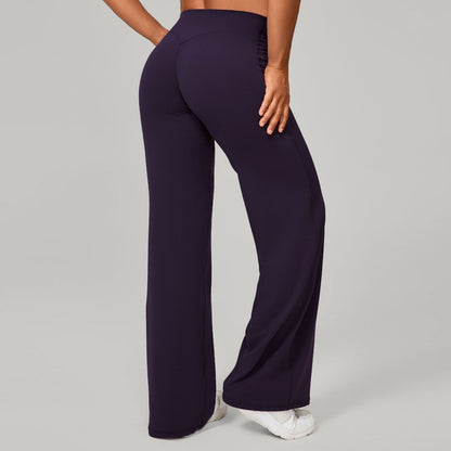 Pantalon de Sport à Jambes Larges et Taille Haute Sculptante