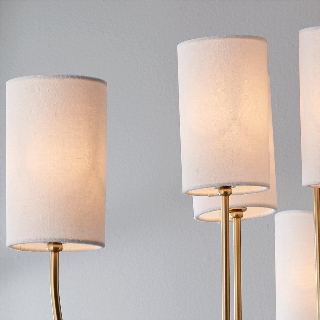 Esilora Harlem Chandelier — Belgian Linen Drum Shades