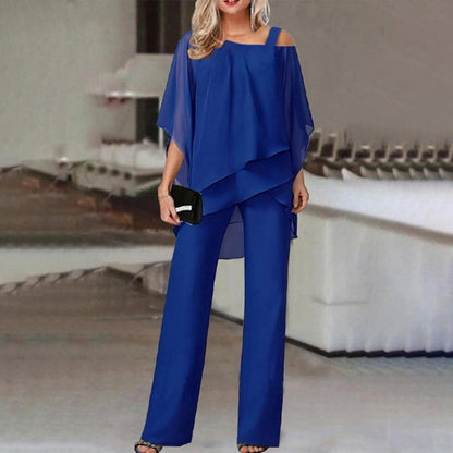 Ensemble Femme Élégant – Haut Fluide & Pantalon Droit