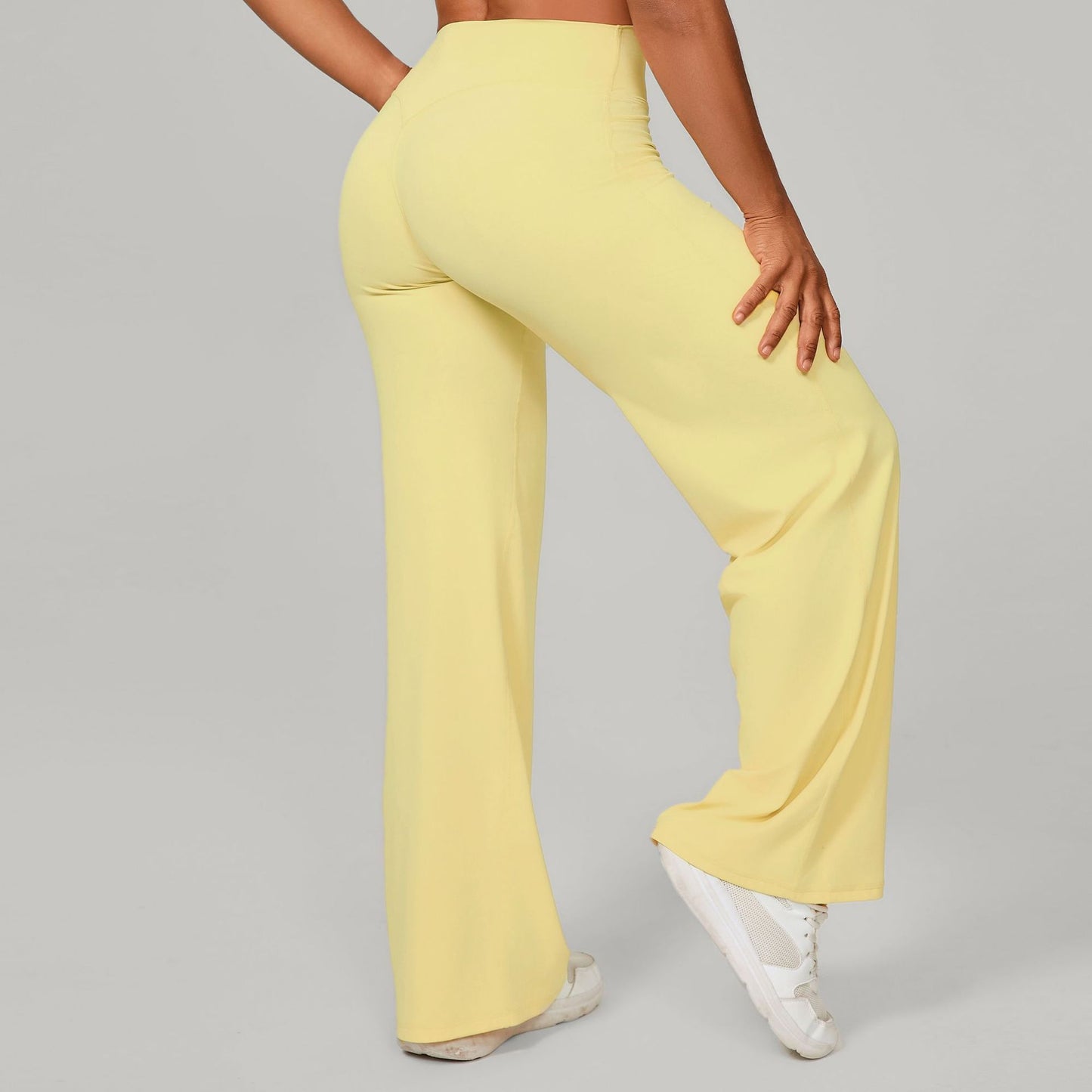 Pantalon de Sport à Jambes Larges et Taille Haute Sculptante