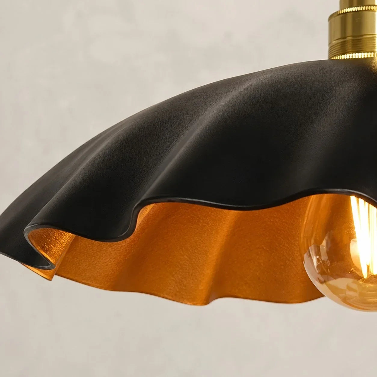 Handmade Distressed Cowhide Pendant Light — Brass Socket Hardware