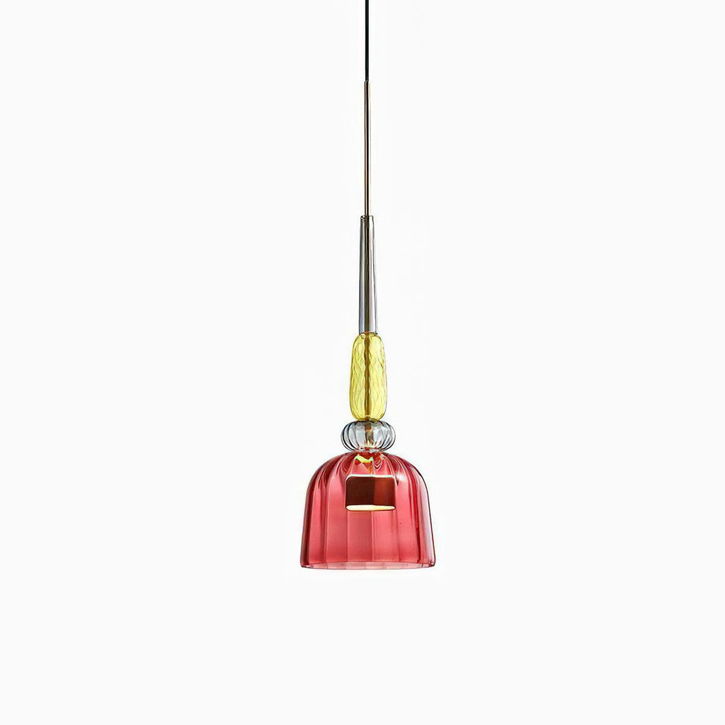 Candy Iron Hand Blown Glass Pendant Lamp — Colorful Mixed Color Glass Shade