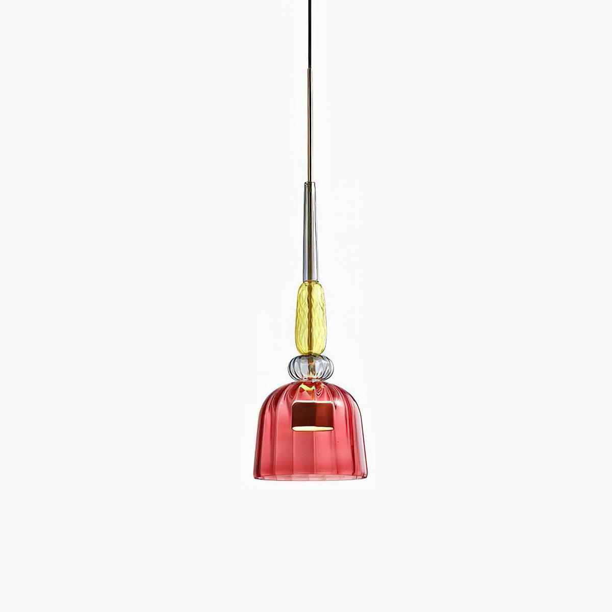 Candy Iron Hand Blown Glass Pendant Lamp — Colorful Mixed Color Glass Shade