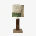 Loofah Fiber Table Lamp — Handwoven Shade and Carved Wood Base