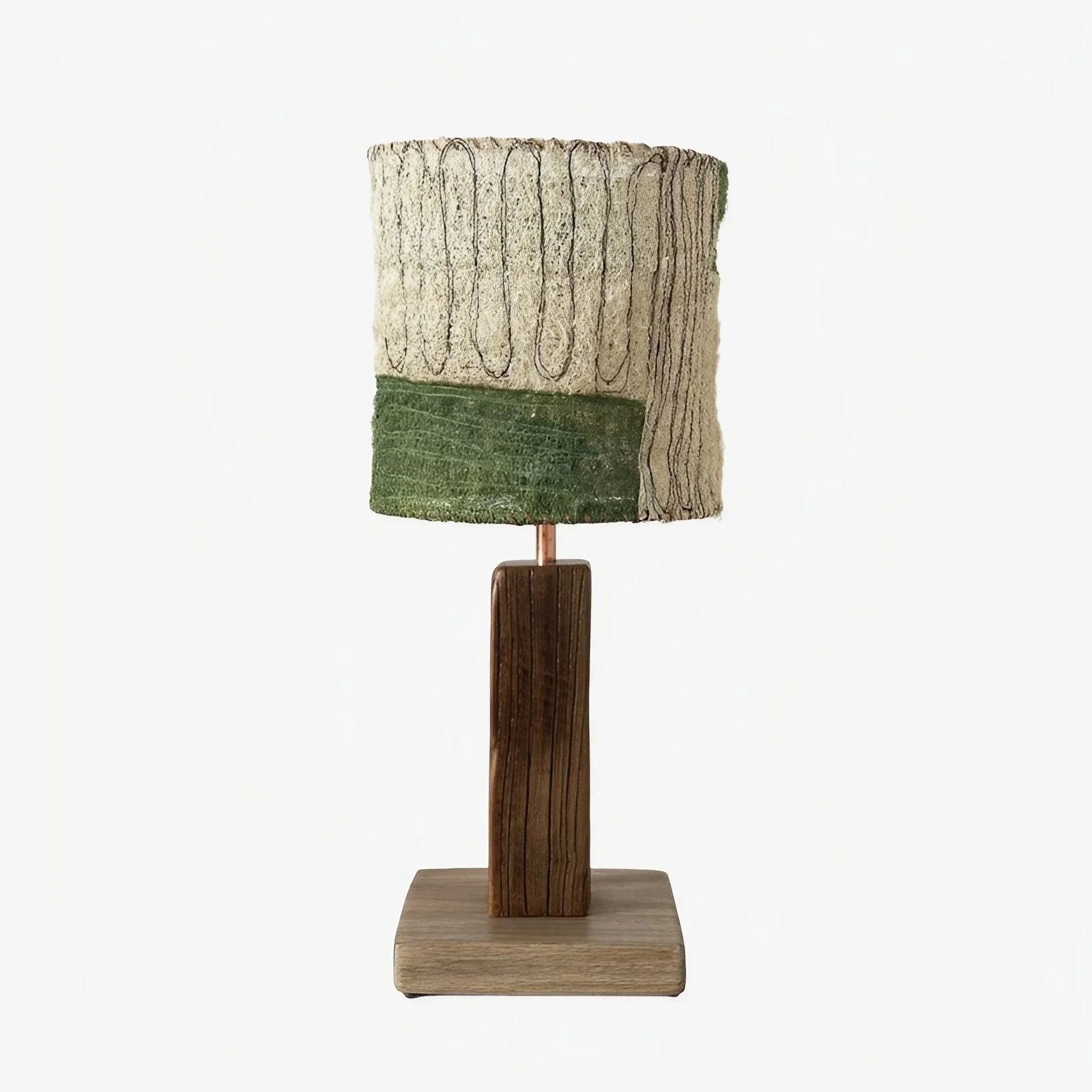 Loofah Fiber Table Lamp — Handwoven Shade and Carved Wood Base