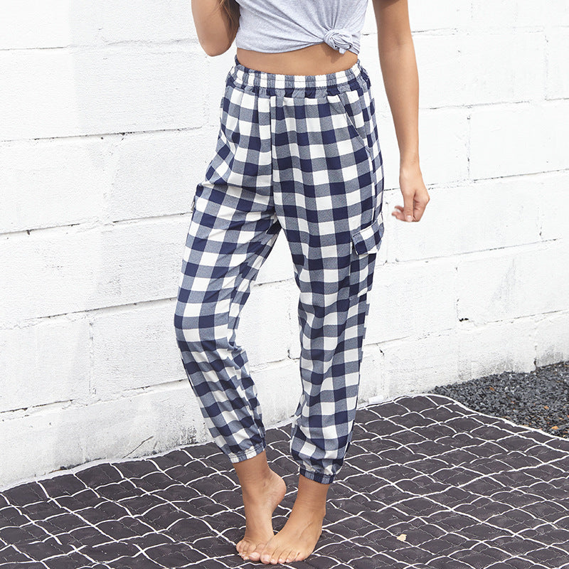 Pantalon Jogger à Carreaux Style "Cargo" avec Taille Élastiquée