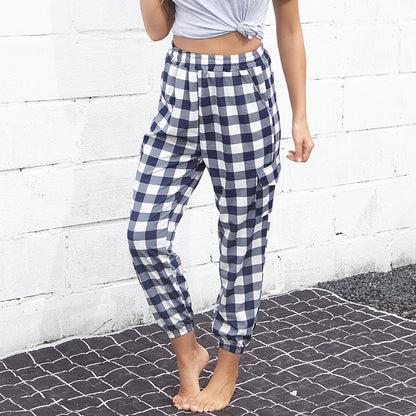 Pantalon Jogger à Carreaux Style "Cargo" avec Taille Élastiquée