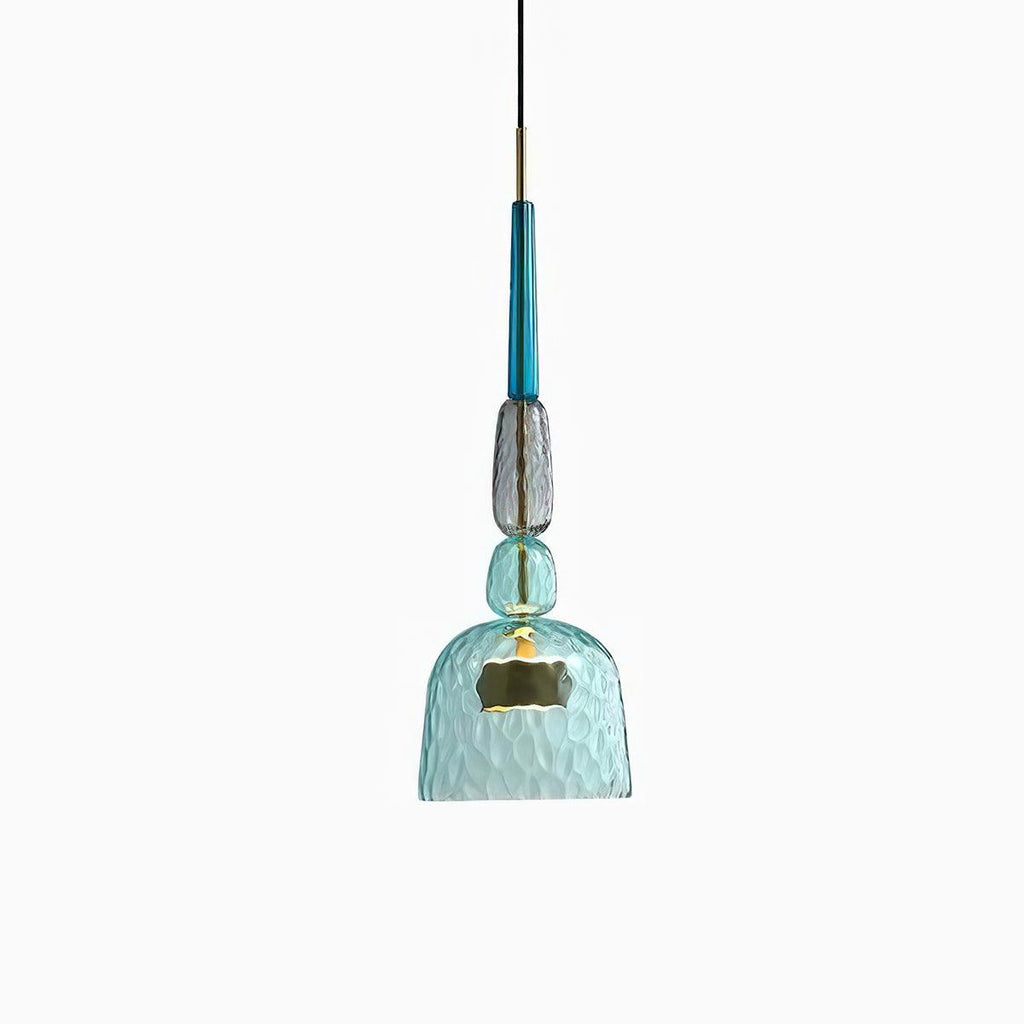 Candy Iron Hand Blown Glass Pendant Lamp — Colorful Mixed Color Glass Shade