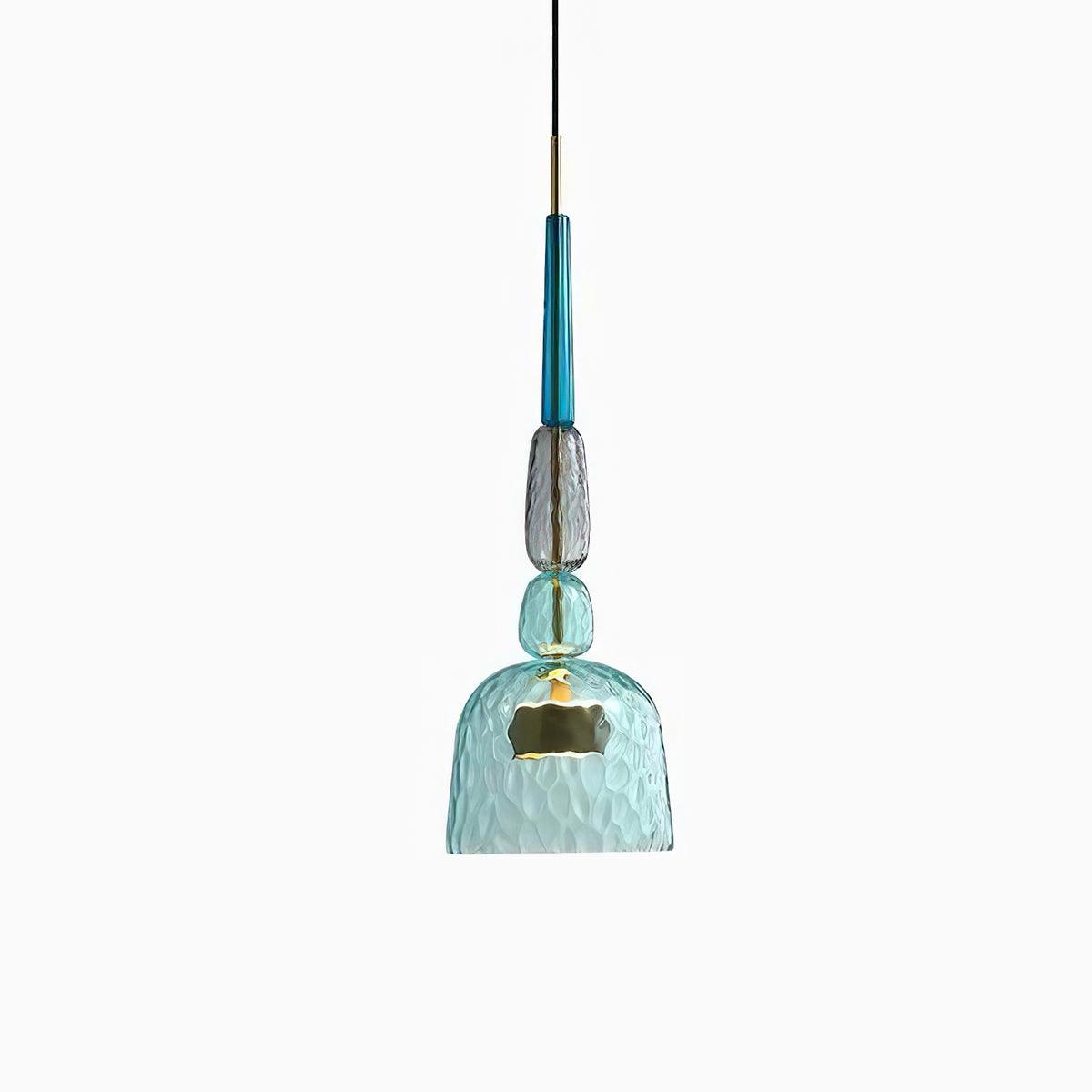 Candy Iron Hand Blown Glass Pendant Lamp — Colorful Mixed Color Glass Shade