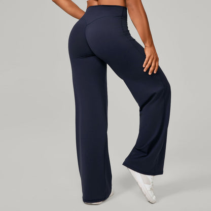 Pantalon de Sport à Jambes Larges et Taille Haute Sculptante