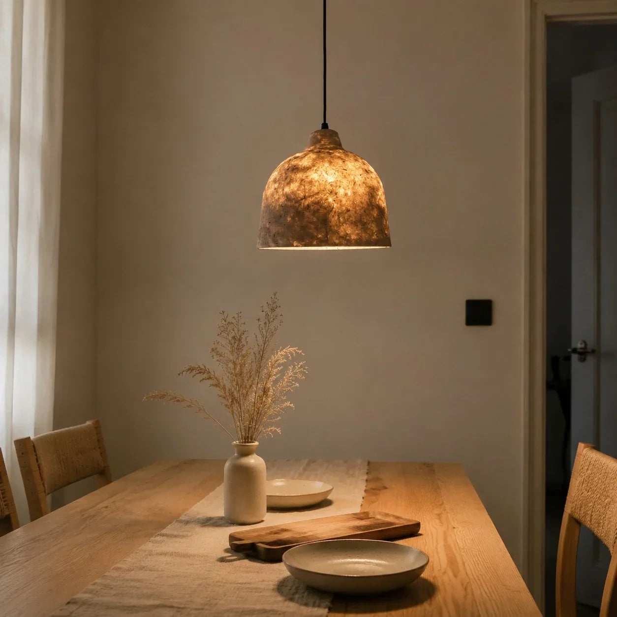 Handwoven Paper Bell Ceiling Pendant Light