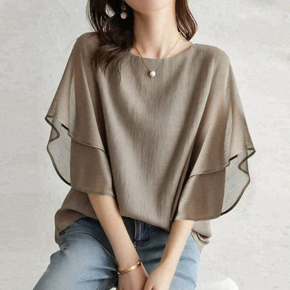 Blouse Fluide à Manches Volantées Cascade