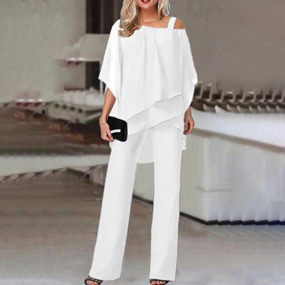 Ensemble Femme Élégant – Haut Fluide & Pantalon Droit