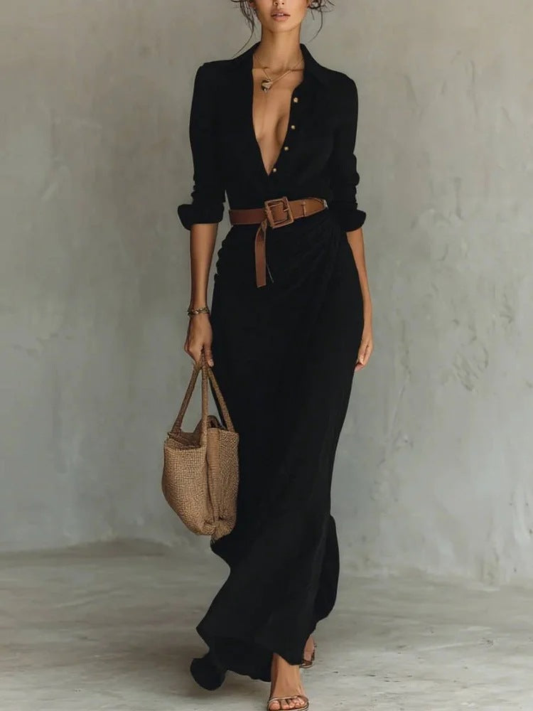 L'Élégante Robe Longue Drapée - Collection Premium