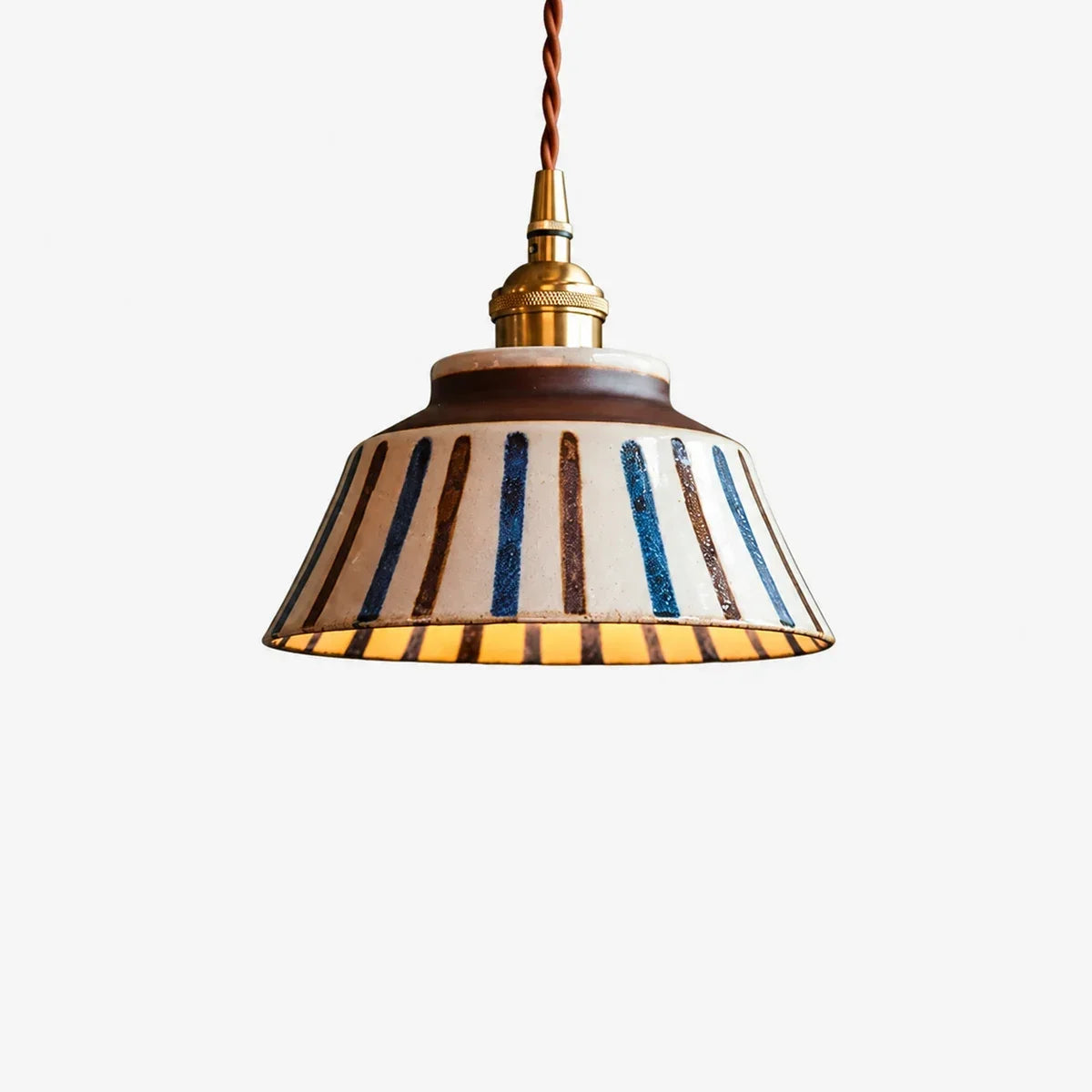 Compact Hand-Painted Ceramic Pendant Lamp — 7-Inch Shade