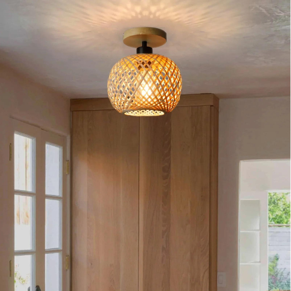 Handmade Bamboo Ceiling Light — Distinctive Grain Pattern, Organic Silhouette