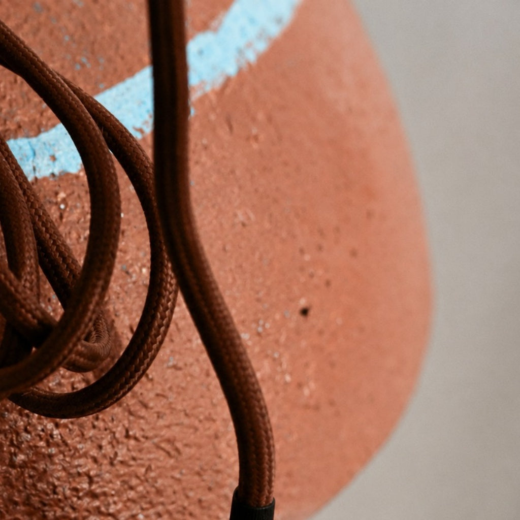 Hand-Painted Terracotta Resin Pendant Light — 35cm Dome, 7.3 Inch Height