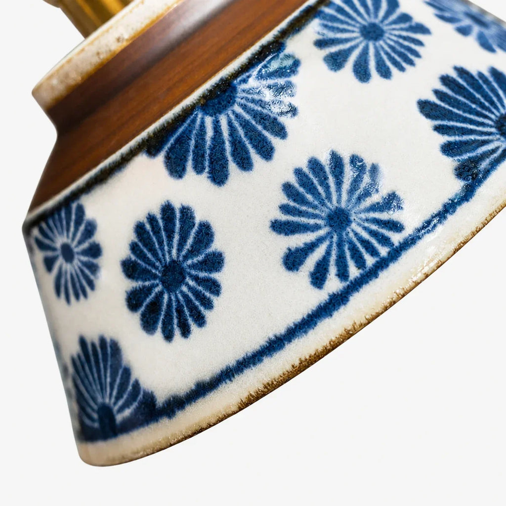 Compact Hand-Painted Ceramic Pendant Lamp — 7-Inch Shade