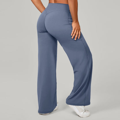 Pantalon de Sport à Jambes Larges et Taille Haute Sculptante