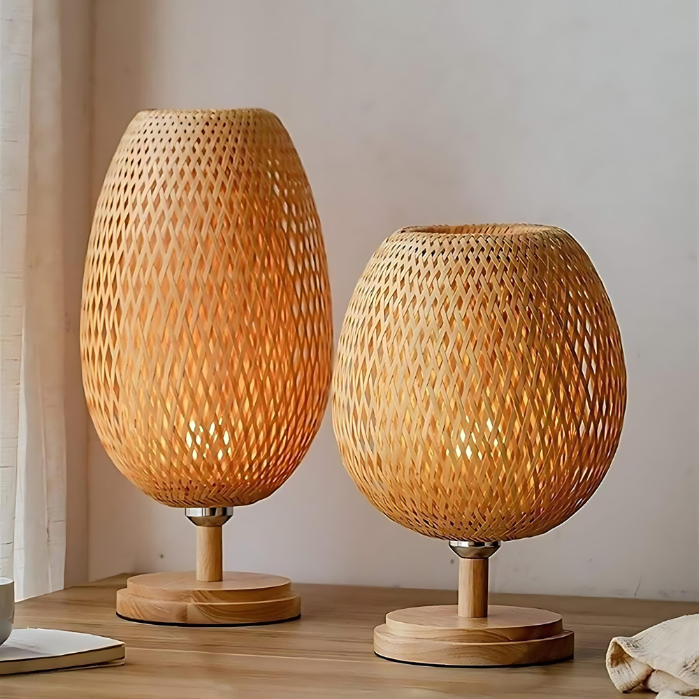Sustainable Bamboo Table Lamp — Handcrafted Natural Accent Light