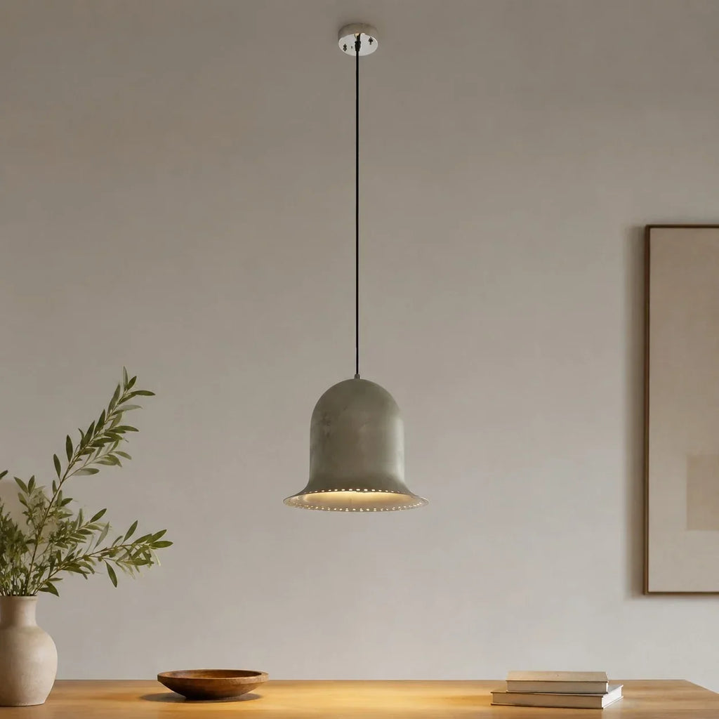 Wabi-Sabi Hand-Aged Rust Pendant Light — 31cm Perforated Lower Rim