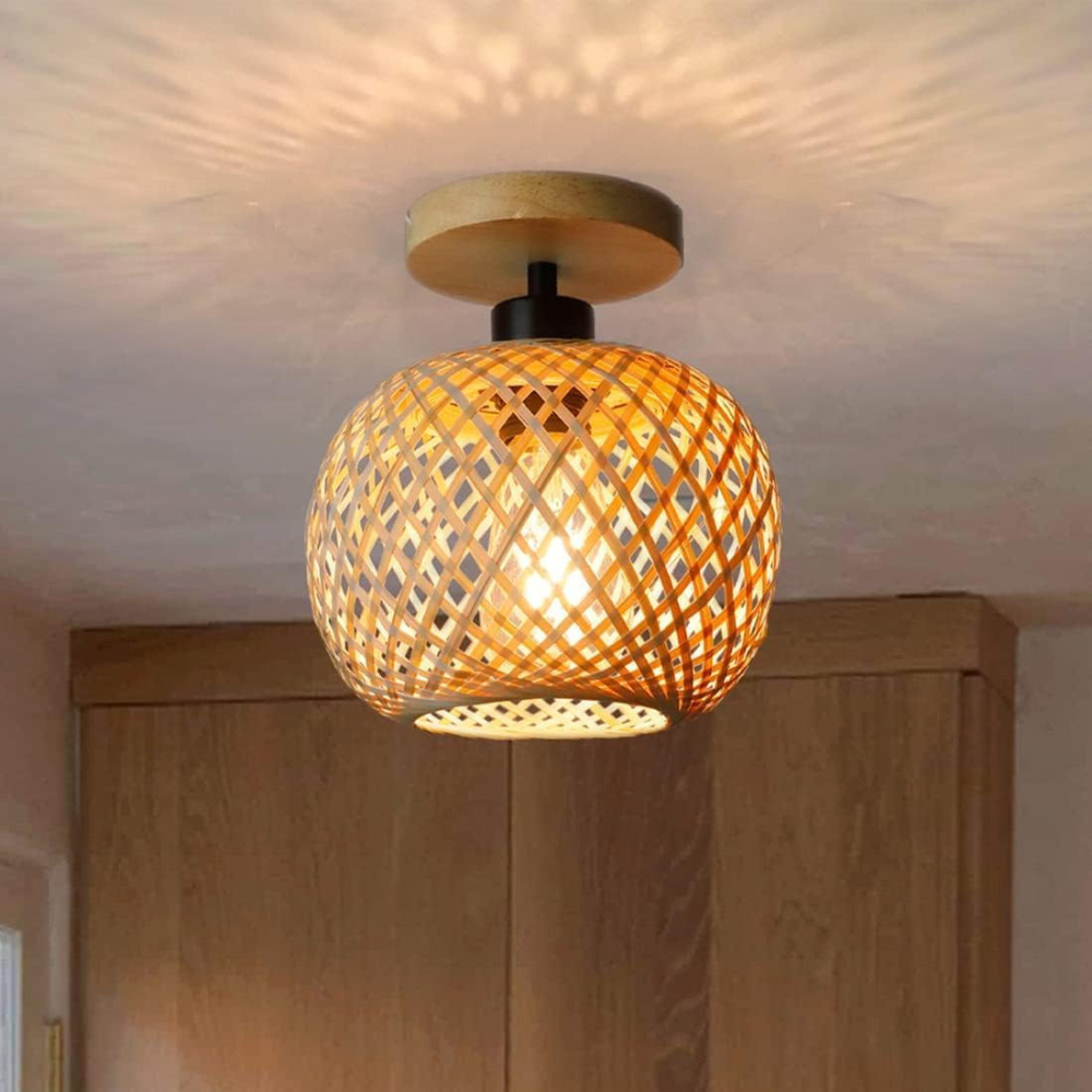 Handmade Bamboo Ceiling Light — Distinctive Grain Pattern, Organic Silhouette