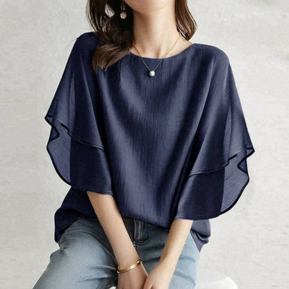 Blouse Fluide à Manches Volantées Cascade