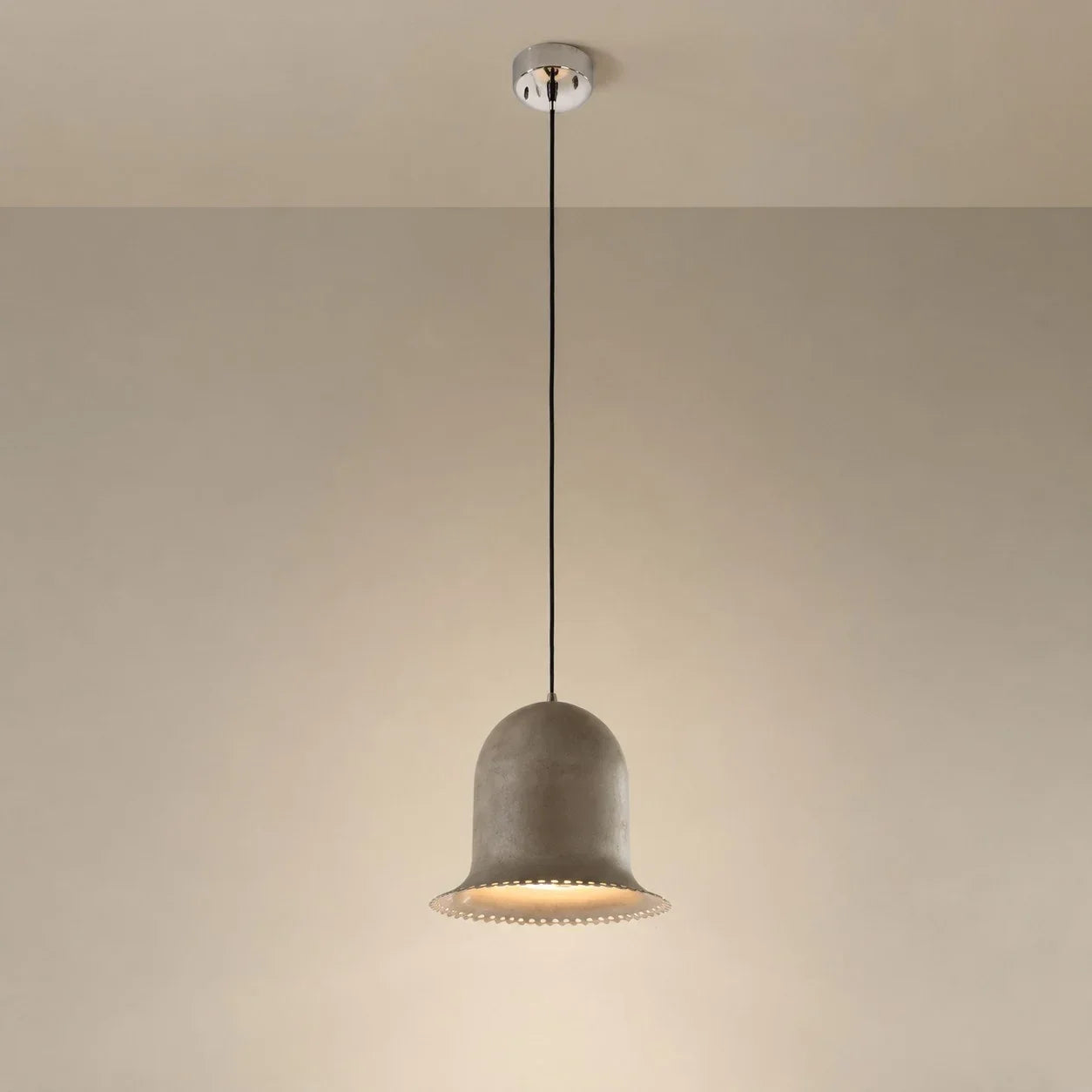 Wabi-Sabi Hand-Aged Rust Pendant Light — 31cm Perforated Lower Rim