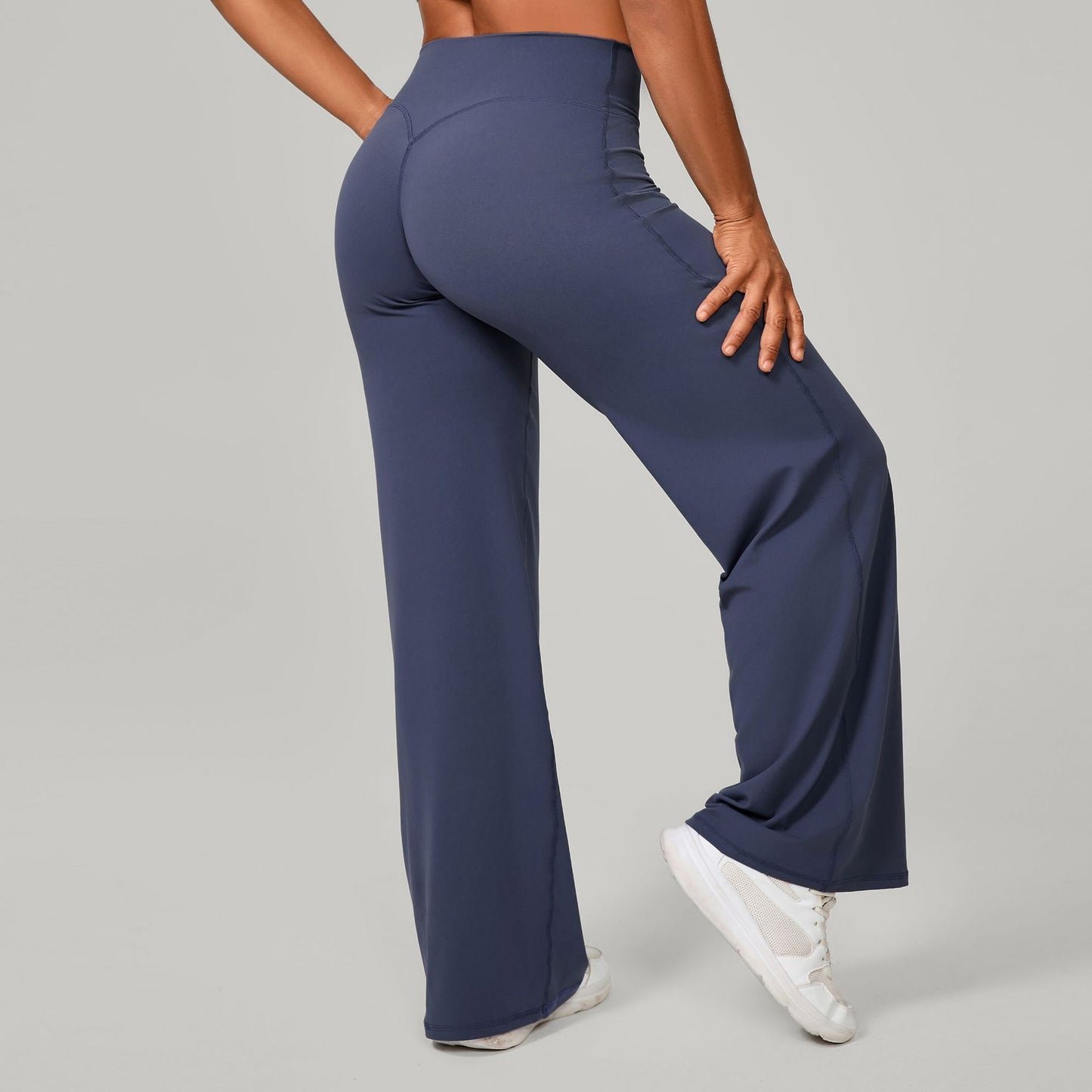 Pantalon de Sport à Jambes Larges et Taille Haute Sculptante