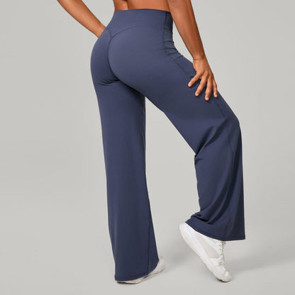 Pantalon de Sport à Jambes Larges et Taille Haute Sculptante