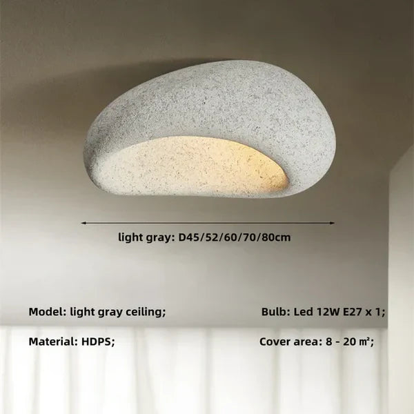 Wabi Sabi Ceiling Light – Soft Warm Radiance with Natural Stone Texture | fashely