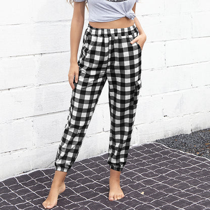 Pantalon Jogger à Carreaux Style "Cargo" avec Taille Élastiquée