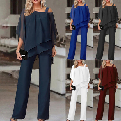Ensemble Femme Élégant – Haut Fluide & Pantalon Droit