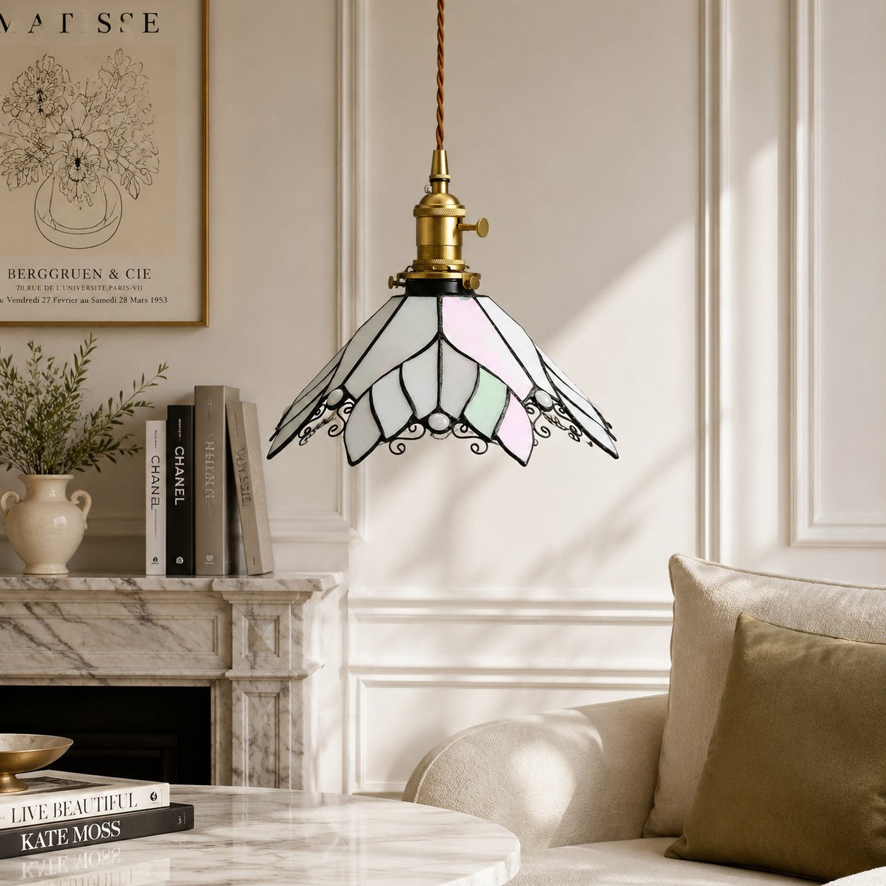 Handmade Stained Glass Ceiling Pendant Lamp