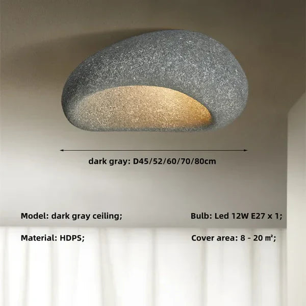 Wabi Sabi Ceiling Light – Soft Warm Radiance with Natural Stone Texture | fashely
