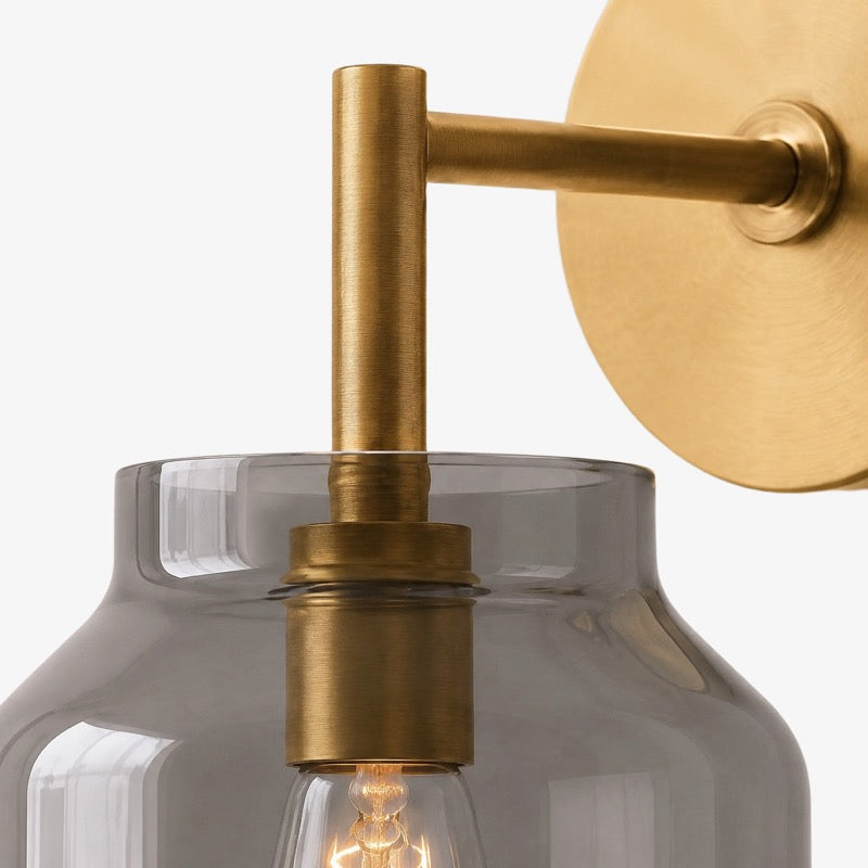 Hanton Minimal Wall Sconce — Vintage Milk Glass Shade, Metal Accent Hardware